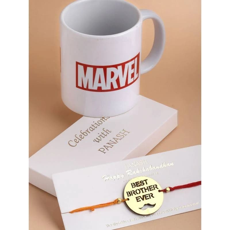 Gold-Toned Best Brother Ever Handcrafted Rakhi with Mug